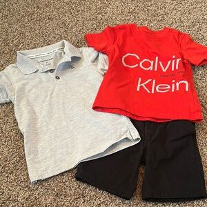 Calvin Klein Red and Gray Polo Set